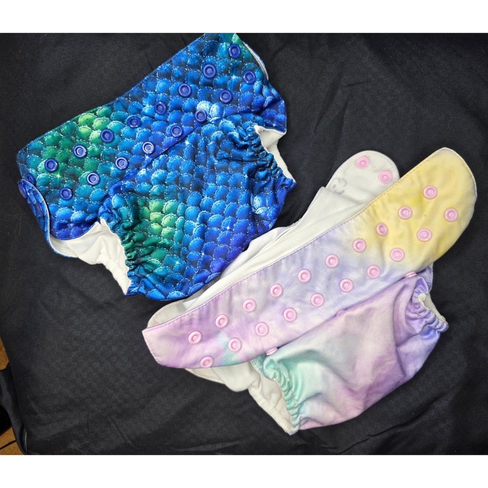 Mama Koala Cloth Diaper Mermaid Scales Tie Dye Snaps Reusable Kids‎